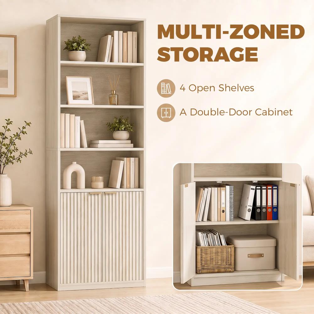 HOMCOM Bookcase Adjustable Shelf Bookshelf Anti-Tip Hardware 6-Tier Additional View 4
