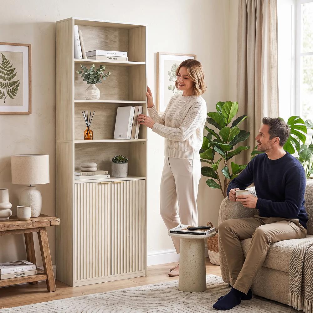 HOMCOM Bookcase Adjustable Shelf Bookshelf Anti-Tip Hardware 6-Tier Additional View 9