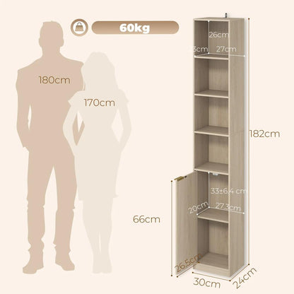 HOMCOM Bookcase Adjustable Shelf Bookshelf Anti-Tip Hardware 6-Tier Storage Cabinet Additional View 18