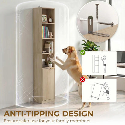 HOMCOM Bookcase Adjustable Shelf Bookshelf Anti-Tip Hardware 6-Tier Storage Cabinet Additional View 22