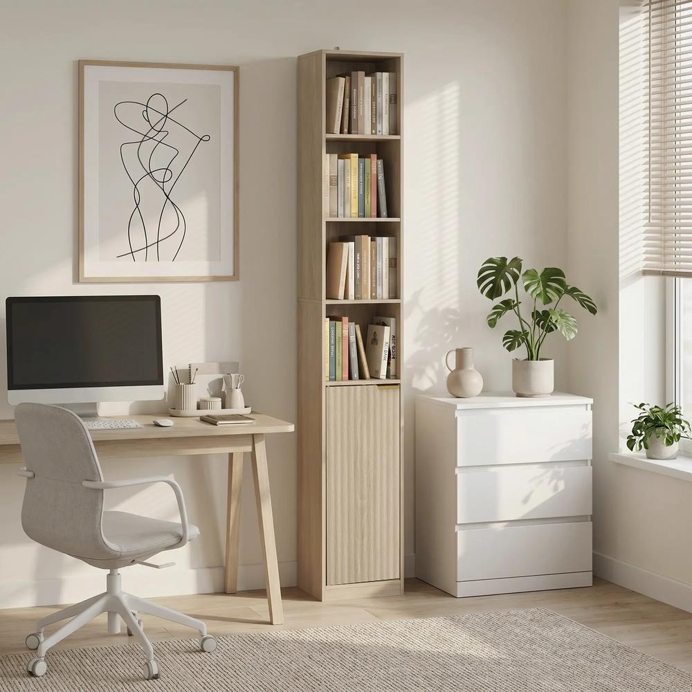 HOMCOM Bookcase Adjustable Shelf Bookshelf Anti-Tip Hardware 6-Tier Storage Cabinet Additional View 29