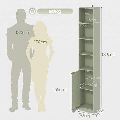 HOMCOM Bookcase Adjustable Shelf Bookshelf Anti-Tip Hardware 6-Tier Storage Cabinet Additional View 3