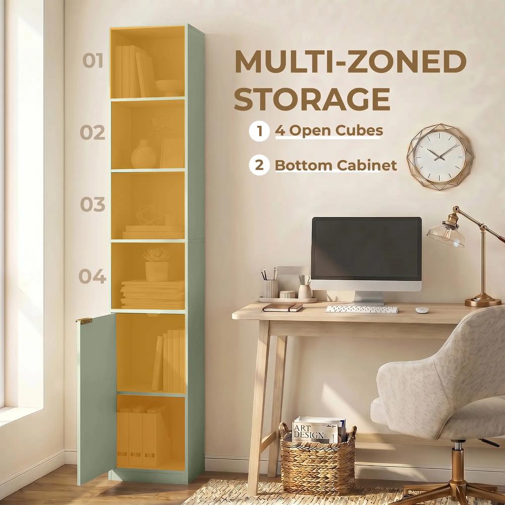 HOMCOM Bookcase Adjustable Shelf Bookshelf Anti-Tip Hardware 6-Tier Storage Cabinet Additional View 4