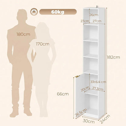 HOMCOM Bookcase Adjustable Shelf Bookshelf Anti-Tip Hardware 6-Tier Storage Cabinet Additional View 33