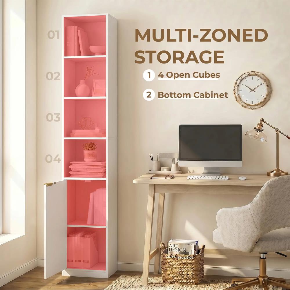 HOMCOM Bookcase Adjustable Shelf Bookshelf Anti-Tip Hardware 6-Tier Storage Cabinet Additional View 34