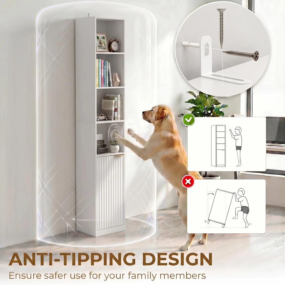 HOMCOM Bookcase Adjustable Shelf Bookshelf Anti-Tip Hardware 6-Tier Storage Cabinet Additional View 37