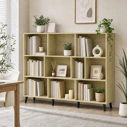 HOMCOM 10-Cube Bookcase, 3-Tier Book Shelf with Solid Wood Legs, 140 cm Modern Bookshelf with Anti-Tip Kit Additional View 14