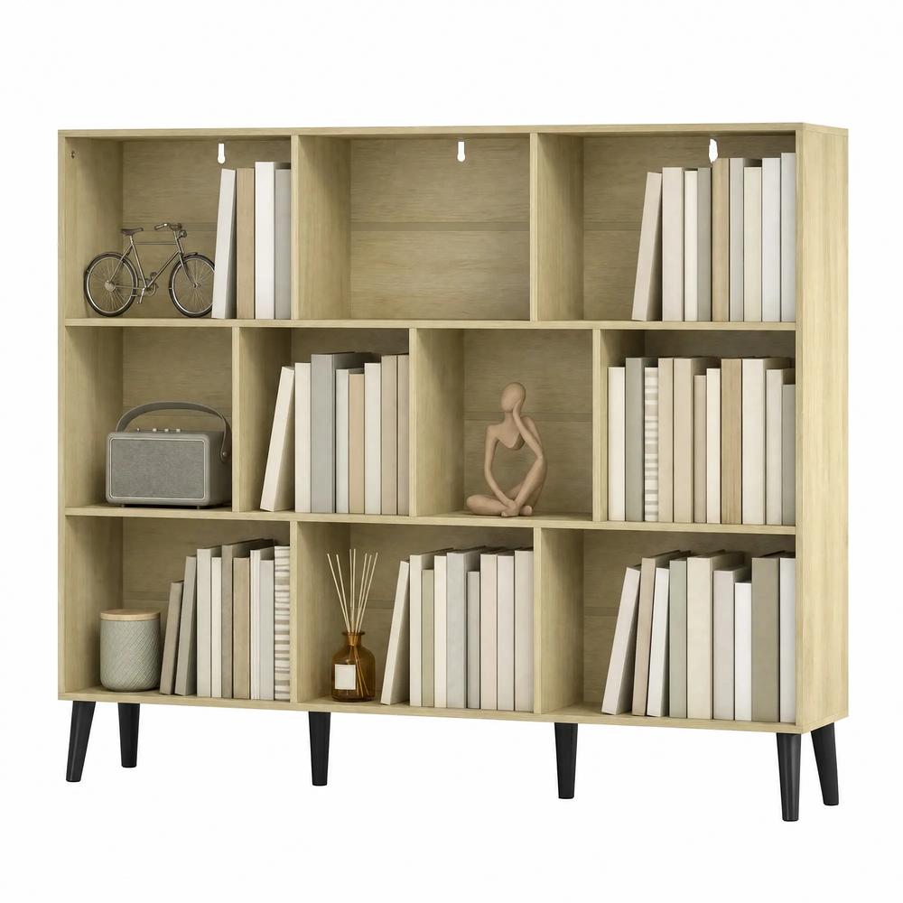 HOMCOM 10-Cube Bookcase, 3-Tier Book Shelf with Solid Wood Legs, 140 cm Modern Bookshelf with Anti-Tip Kit Additional View 15