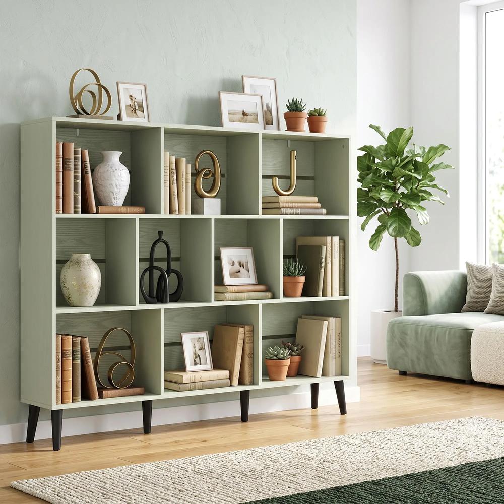HOMCOM 10-Cube Bookcase, 3-Tier Book Shelf with Solid Wood Legs, 140 cm Modern Bookshelf with Anti-Tip Kit Additional View 17