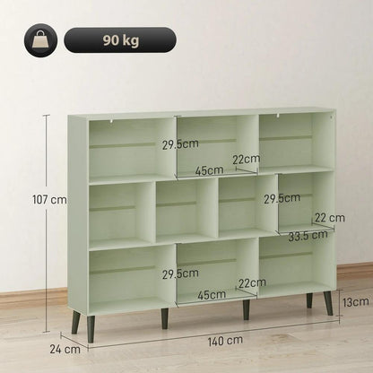 HOMCOM 10-Cube Bookcase, 3-Tier Book Shelf with Solid Wood Legs, 140 cm Modern Bookshelf with Anti-Tip Kit Additional View 18