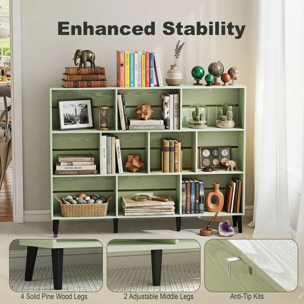 HOMCOM 10-Cube Bookcase, 3-Tier Book Shelf with Solid Wood Legs, 140 cm Modern Bookshelf with Anti-Tip Kit Additional View 20