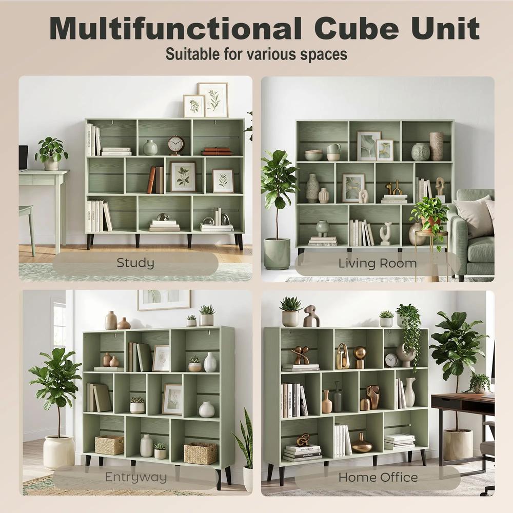 HOMCOM 10-Cube Bookcase, 3-Tier Book Shelf with Solid Wood Legs, 140 cm Modern Bookshelf with Anti-Tip Kit Additional View 22