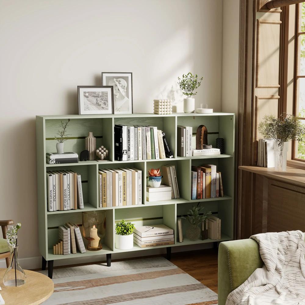 HOMCOM 10-Cube Bookcase, 3-Tier Book Shelf with Solid Wood Legs, 140 cm Modern Bookshelf with Anti-Tip Kit Additional View 23