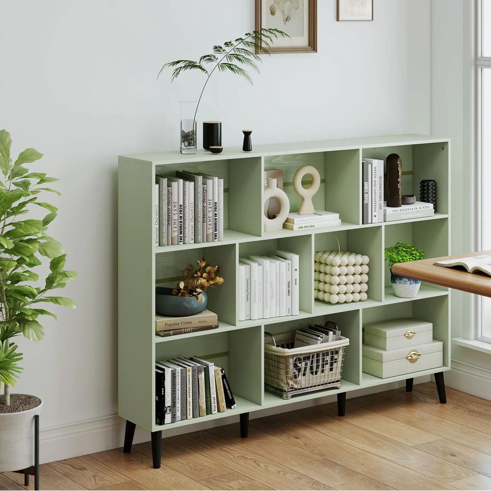 HOMCOM 10-Cube Bookcase, 3-Tier Book Shelf with Solid Wood Legs, 140 cm Modern Bookshelf with Anti-Tip Kit Additional View 29