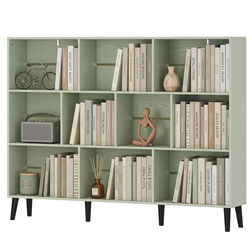HOMCOM 10-Cube Bookcase, 3-Tier Book Shelf with Solid Wood Legs, 140 cm Modern Bookshelf with Anti-Tip Kit Additional View 30