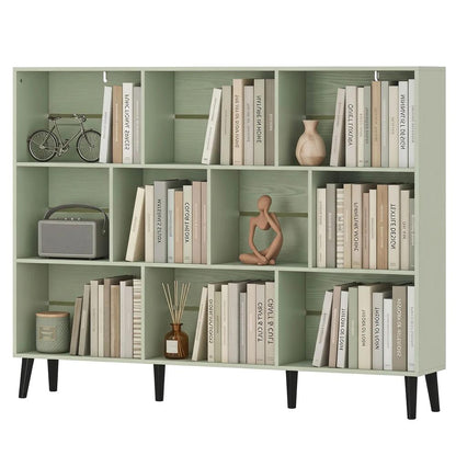HOMCOM 10-Cube Bookcase, 3-Tier Book Shelf with Solid Wood Legs, 140 cm Modern Bookshelf with Anti-Tip Kit Additional View 30