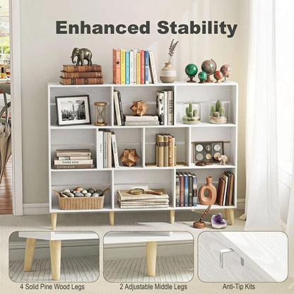 HOMCOM 10-Cube Bookcase, 3-Tier Book Shelf with Solid Wood Legs, 140 cm Modern Bookshelf with Anti-Tip Kit Additional View 35