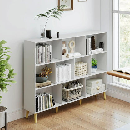 HOMCOM 10-Cube Bookcase, 3-Tier Book Shelf with Solid Wood Legs, 140 cm Modern Bookshelf with Anti-Tip Kit Additional View 44