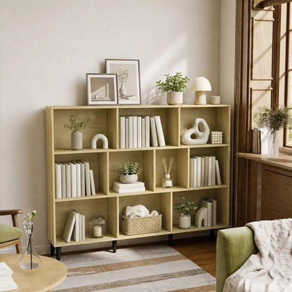 HOMCOM 10-Cube Bookcase, 3-Tier Book Shelf with Solid Wood Legs, 140 cm Modern Bookshelf with Anti-Tip Kit Additional View 9
