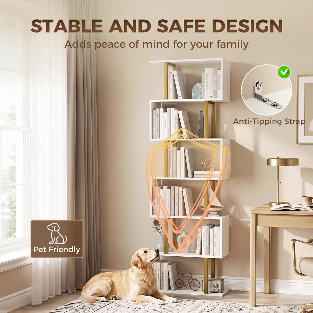 HOMCOM standing units free bookshelves industrial case bedroom Additional View 6