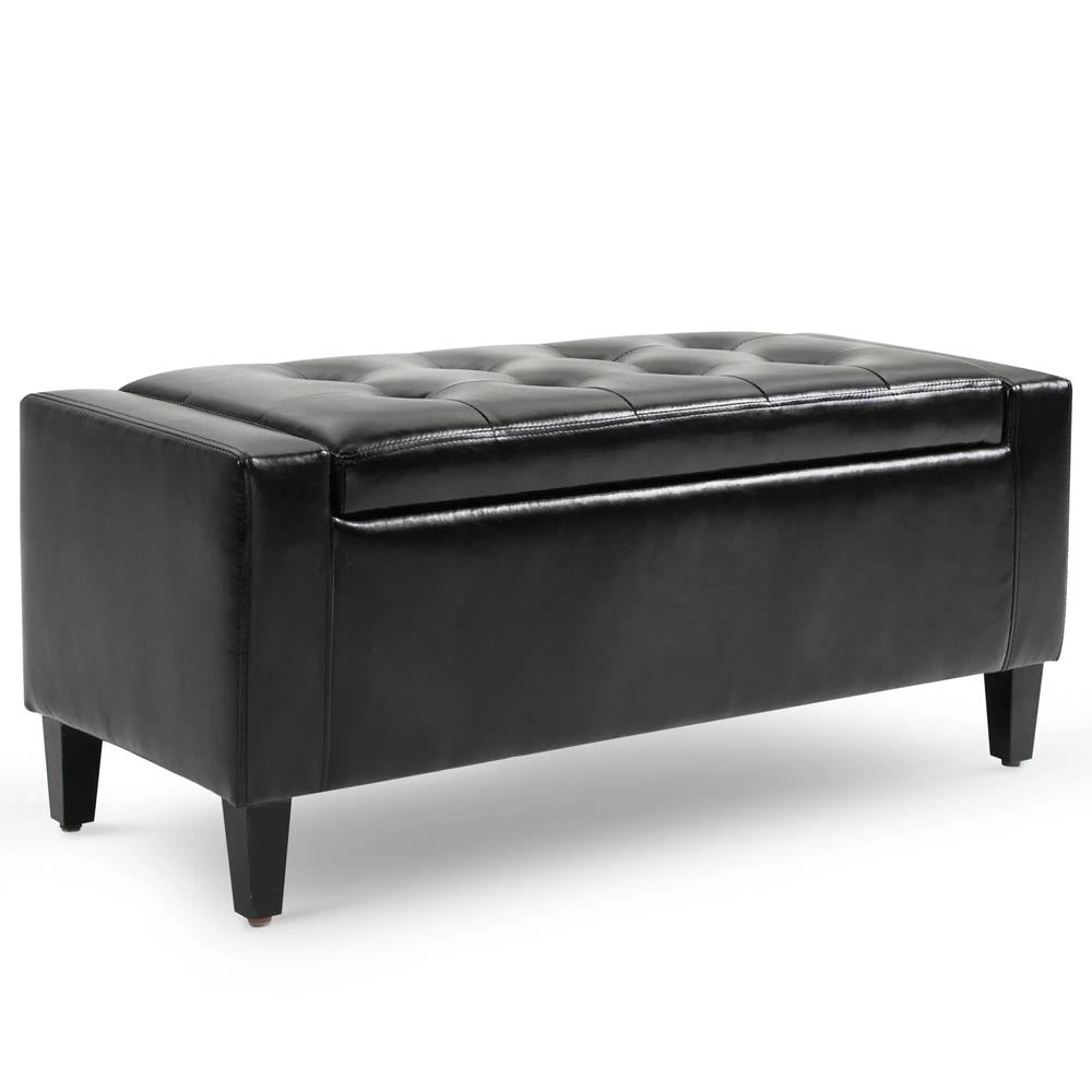 HOMCOM PU Leather Storage Ottoman Bench Storage Chest Tufted Ottoman Cube w/ Flipping Top 92L x 40W x 40H cm Additional View 11