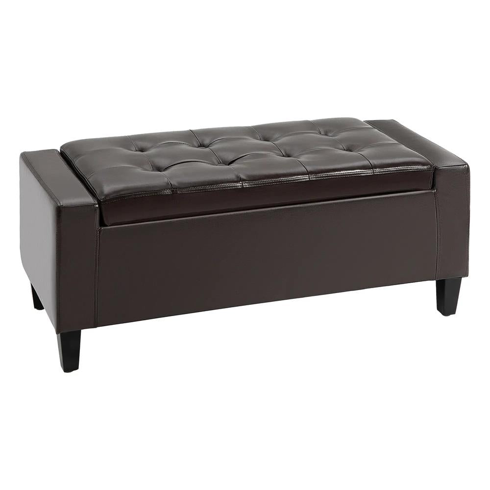 HOMCOM PU Leather Storage Ottoman Bench Storage Chest Tufted Ottoman Cube w/ Flipping Top 92L x 40W x 40H cm Additional View 12