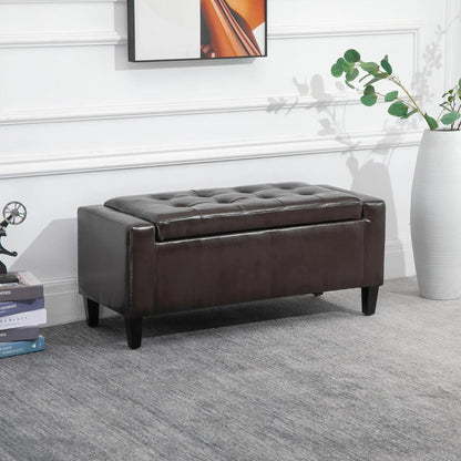 HOMCOM PU Leather Storage Ottoman Bench Storage Chest Tufted Ottoman Cube w/ Flipping Top 92L x 40W x 40H cm Additional View 13