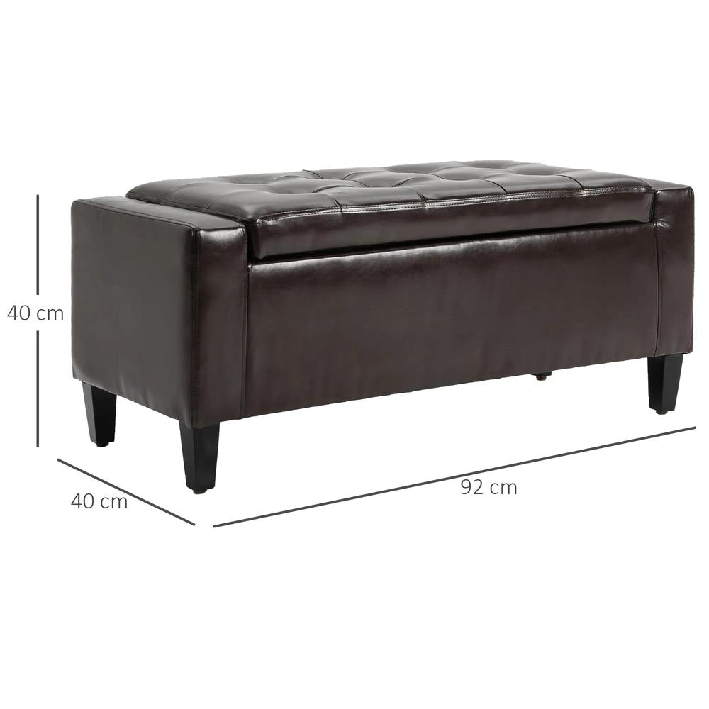 HOMCOM PU Leather Storage Ottoman Bench Storage Chest Tufted Ottoman Cube w/ Flipping Top 92L x 40W x 40H cm Additional View 14