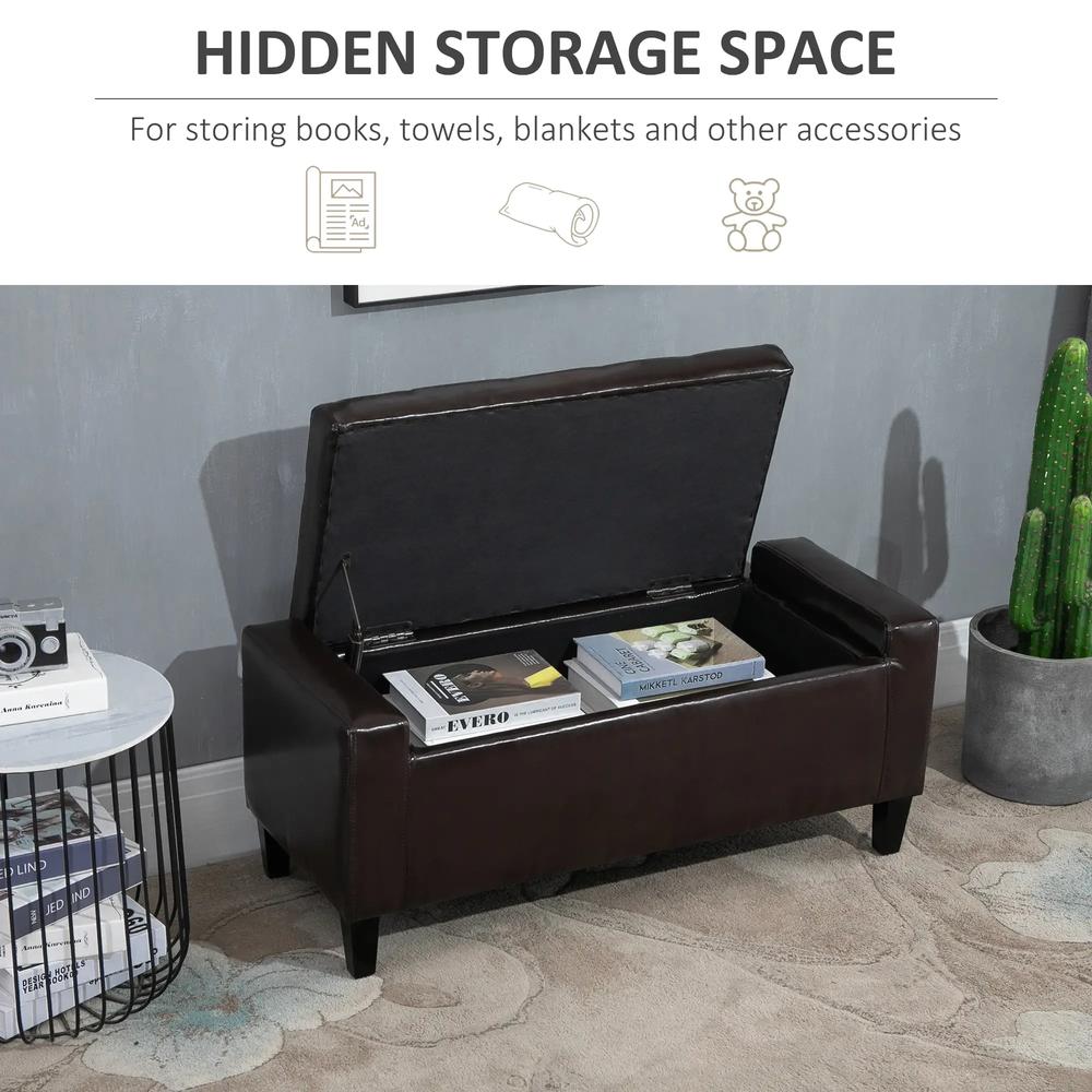 HOMCOM PU Leather Storage Ottoman Bench Storage Chest Tufted Ottoman Cube w/ Flipping Top 92L x 40W x 40H cm Additional View 15