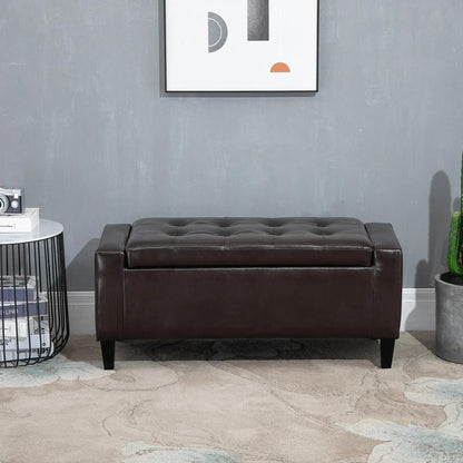 HOMCOM PU Leather Storage Ottoman Bench Storage Chest Tufted Ottoman Cube w/ Flipping Top 92L x 40W x 40H cm Additional View 17
