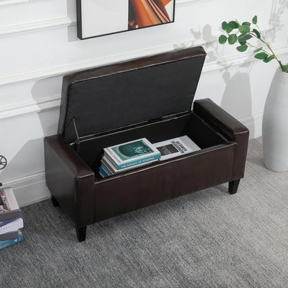 HOMCOM PU Leather Storage Ottoman Bench Storage Chest Tufted Ottoman Cube w/ Flipping Top 92L x 40W x 40H cm Additional View 18