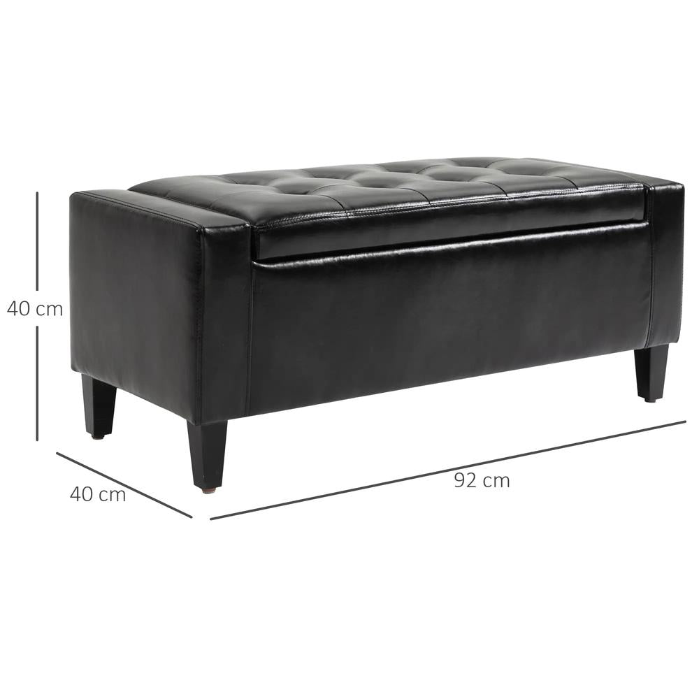 HOMCOM PU Leather Storage Ottoman Bench Storage Chest Tufted Ottoman Cube w/ Flipping Top 92L x 40W x 40H cm Additional View 3