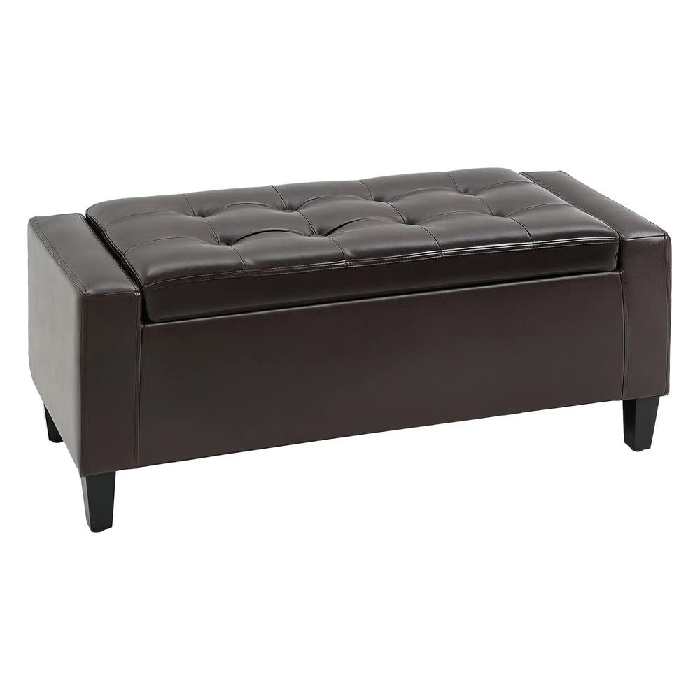 HOMCOM PU Leather Storage Ottoman Bench Storage Chest Tufted Ottoman Cube w/ Flipping Top 92L x 40W x 40H cm Additional View 21