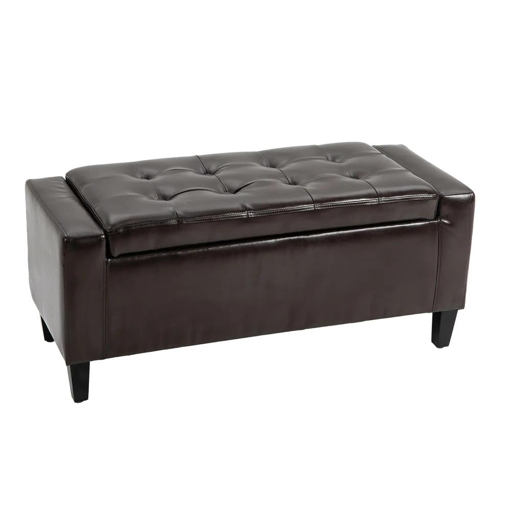HOMCOM PU Leather Storage Ottoman Bench Storage Chest Tufted Ottoman Cube w/ Flipping Top 92L x 40W x 40H cm Additional View 22