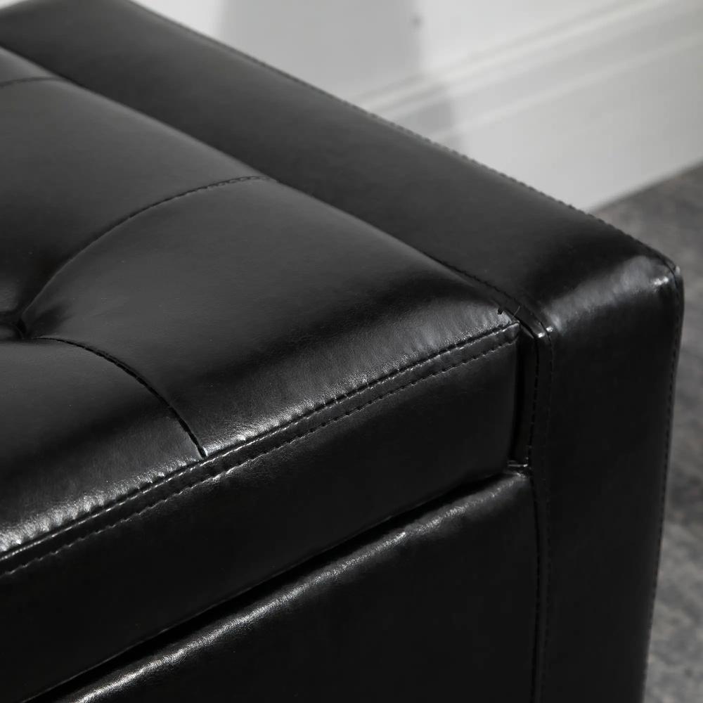 HOMCOM PU Leather Storage Ottoman Bench Storage Chest Tufted Ottoman Cube w/ Flipping Top 92L x 40W x 40H cm Additional View 7