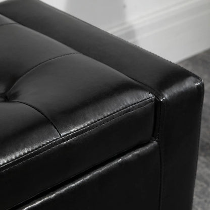 HOMCOM PU Leather Storage Ottoman Bench Storage Chest Tufted Ottoman Cube w/ Flipping Top 92L x 40W x 40H cm Additional View 7