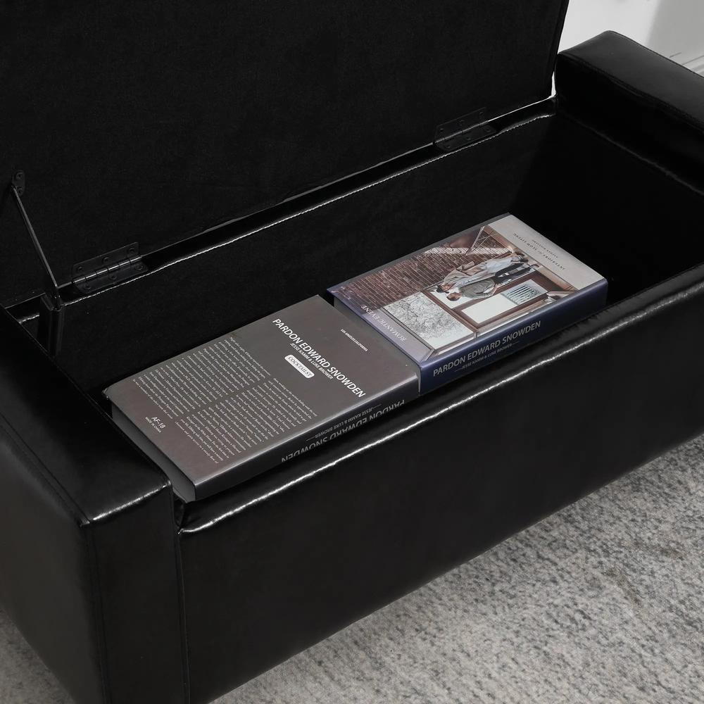 HOMCOM PU Leather Storage Ottoman Bench Storage Chest Tufted Ottoman Cube w/ Flipping Top 92L x 40W x 40H cm Additional View 8