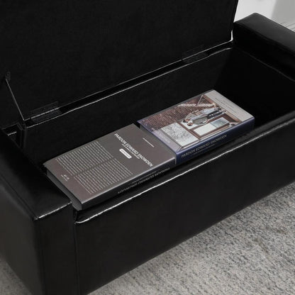 HOMCOM PU Leather Storage Ottoman Bench Storage Chest Tufted Ottoman Cube w/ Flipping Top 92L x 40W x 40H cm Additional View 8