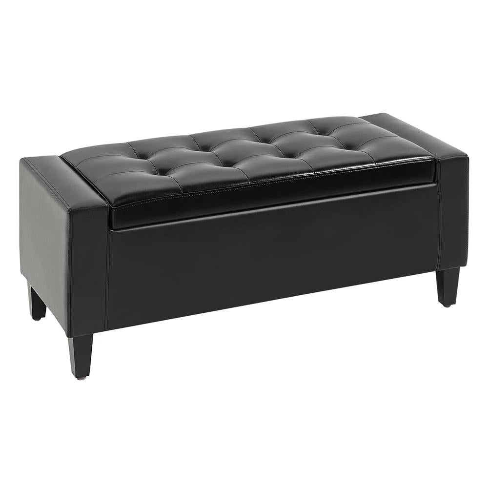 HOMCOM PU Leather Storage Ottoman Bench Storage Chest Tufted Ottoman Cube w/ Flipping Top 92L x 40W x 40H cm Additional View 10