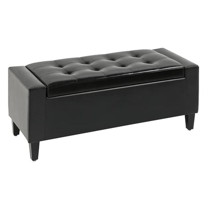 HOMCOM PU Leather Storage Ottoman Bench Storage Chest Tufted Ottoman Cube w/ Flipping Top 92L x 40W x 40H cm Additional View 10