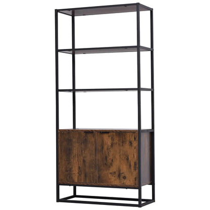 HOMCOM Industrial Bookshelf, Storage Shelf, Large Bookcase with 3 Open Shelves, Multifunctional Rack for Living Room, Office, Rustic Brown and Black Additional View 8