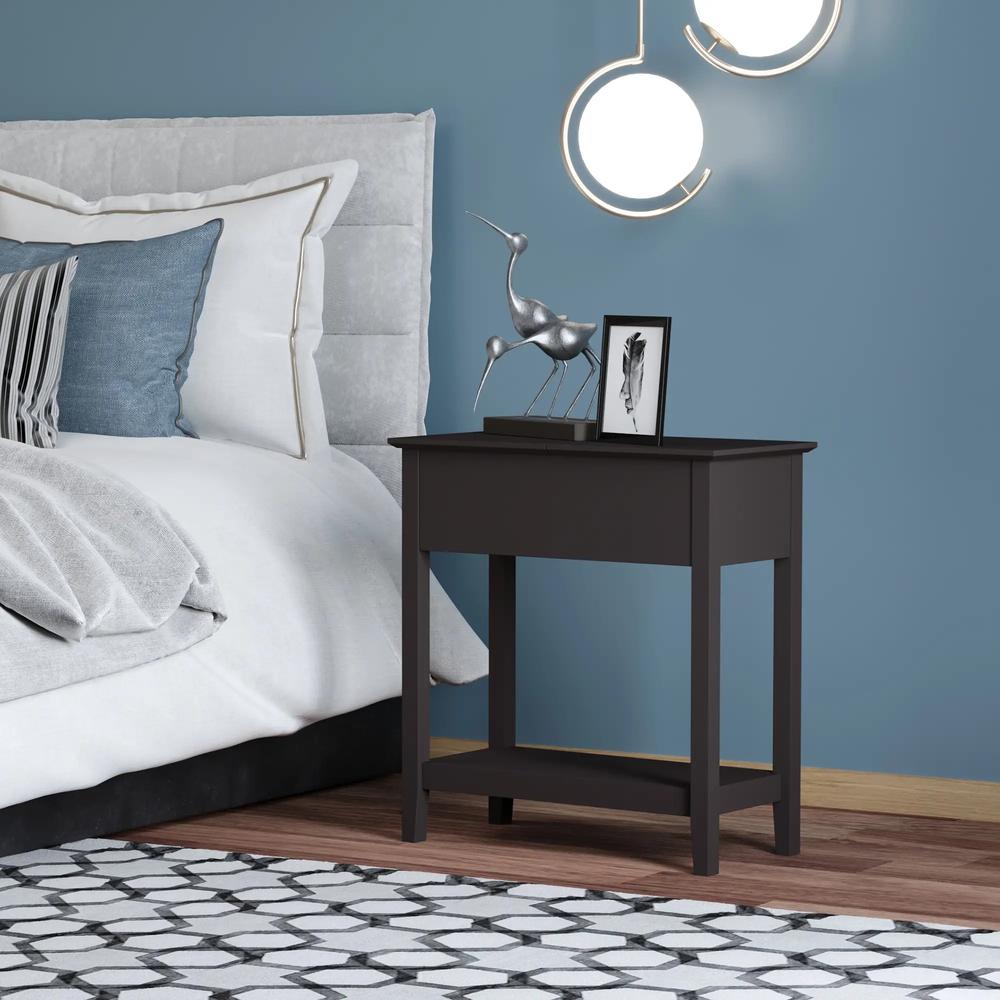 HOMCOM End Table, Narrow Side Table with Flip Top , Shelf, Dark Coffee Additional View 4