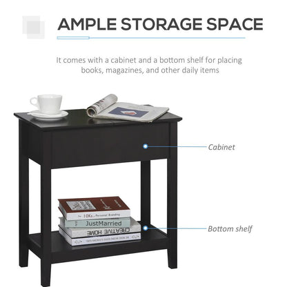 HOMCOM End Table, Narrow Side Table with Flip Top , Shelf, Dark Coffee Additional View 6