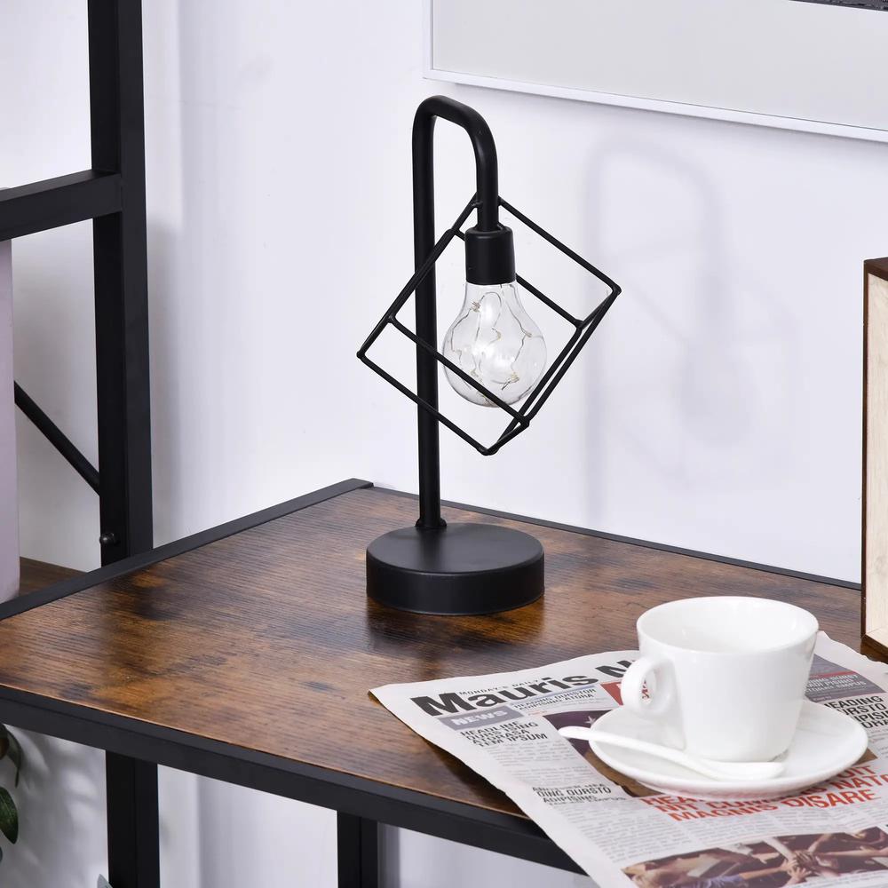 HOMCOM Industrial-Style Side Table w/ Drawer Open Shelf Steel Frame Large Base Two-Tone Retro Stylish Home Furniture Bedroom Living Room Additional View 8