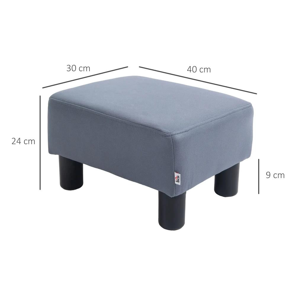 HOMCOM Microfiber Cloth Footstool, Small Foot Rest, Rectangle Sofa Stool for Bedroom Living Room, Grey Additional View 3
