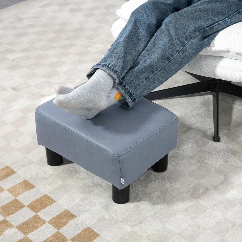 HOMCOM Microfiber Cloth Footstool, Small Foot Rest, Rectangle Sofa Stool for Bedroom Living Room, Grey Additional View 6