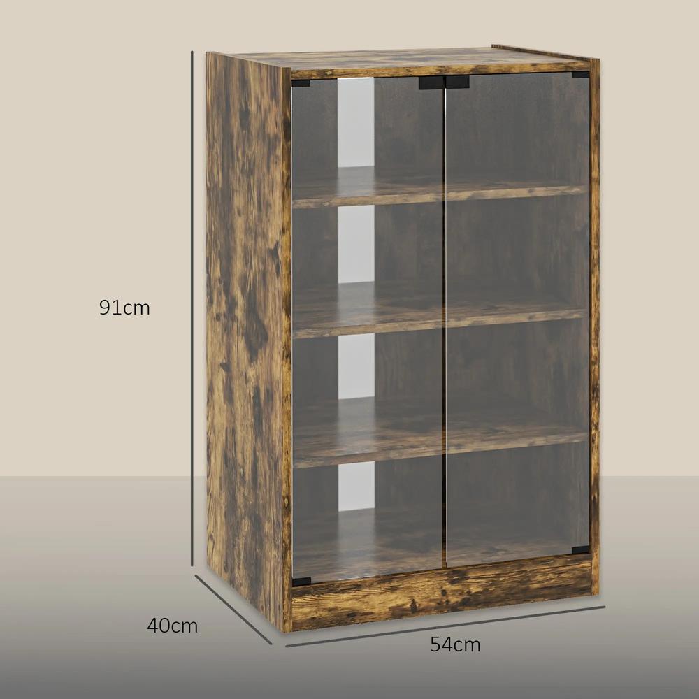 HOMCOM 4-Tier Hi-Fi Stand, Record Player Stand with Adjustable Shelves and Push-to-Open Glass Doors Additional View 14