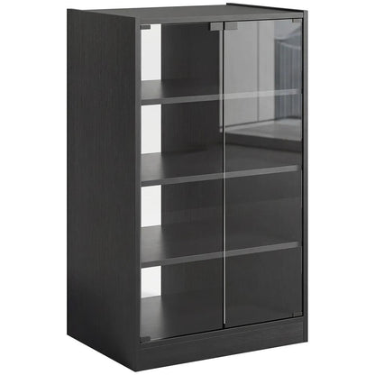 HOMCOM 4-Tier Hi-Fi Stand, Record Player Stand with Adjustable Shelves and Push-to-Open Glass Doors Additional View 23