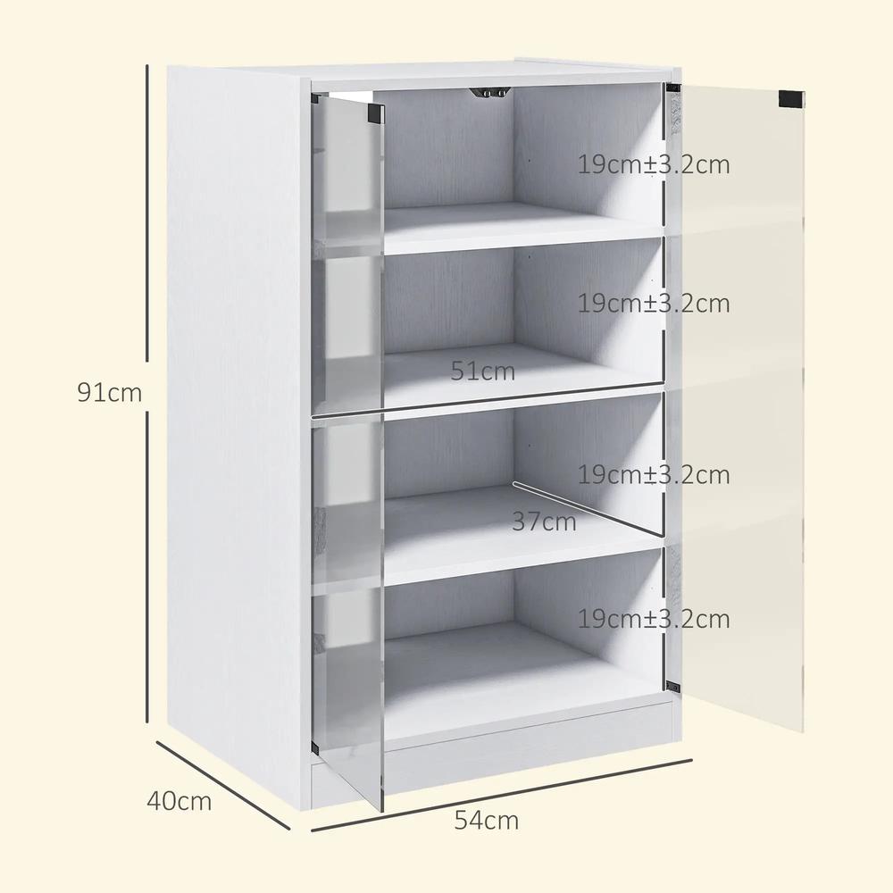 HOMCOM 4-Tier Hi-Fi Stand, Record Player Stand with Adjustable Shelves and Push-to-Open Glass Doors Additional View 3