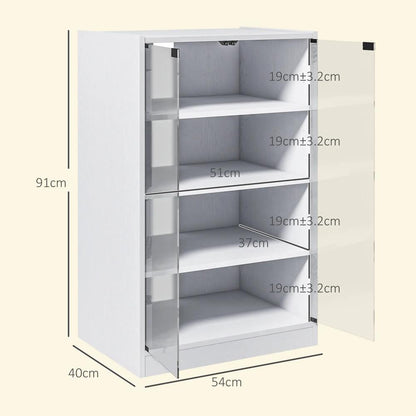 HOMCOM 4-Tier Hi-Fi Stand, Record Player Stand with Adjustable Shelves and Push-to-Open Glass Doors Additional View 3